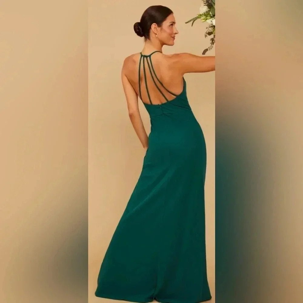 Lulus Forest Laurel Dress Large Luxe Crepe NWT - Picture 8 of 9